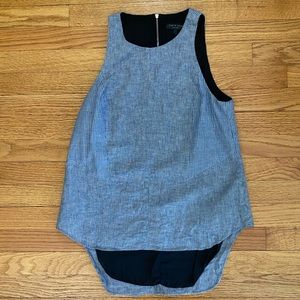 Rag & Bone Denim Chambray Tank Women’s Small High low Hem Back Zip Lined-Black
